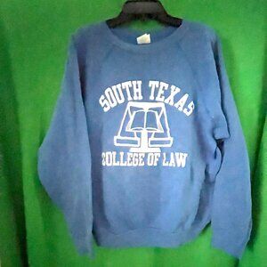 Vintage South Texas College of Law SweatShirt Size L Blue 50% Cotton 50% Poly